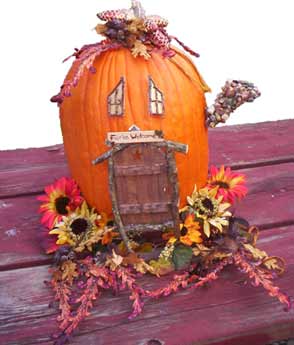 Fairy House Sets on a Pumpkin